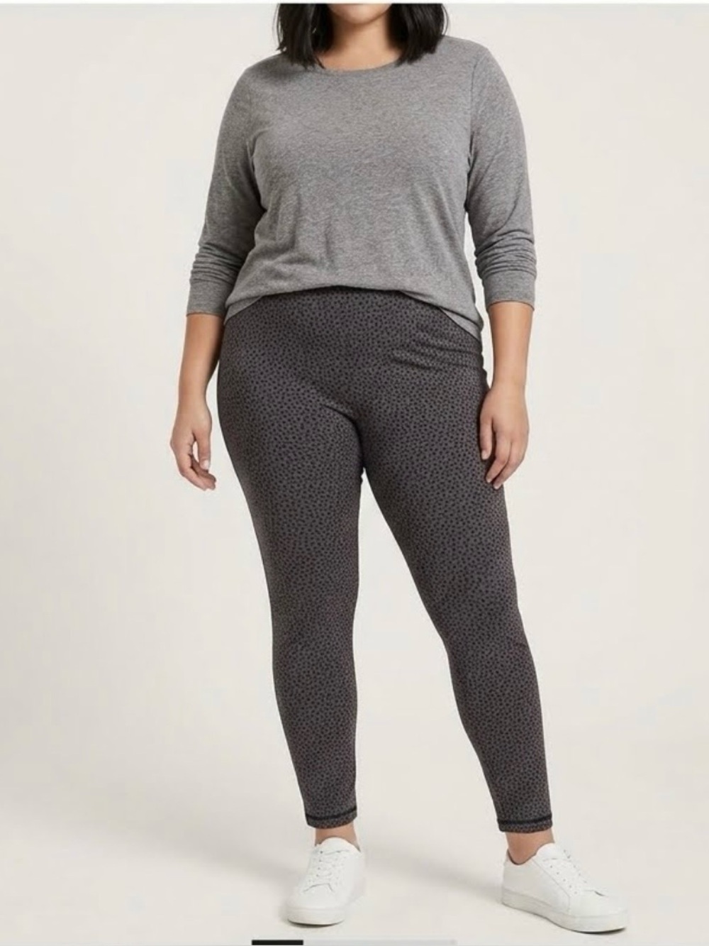 LC Lauren Conrad Gray Black Polka Dot Leggings xl